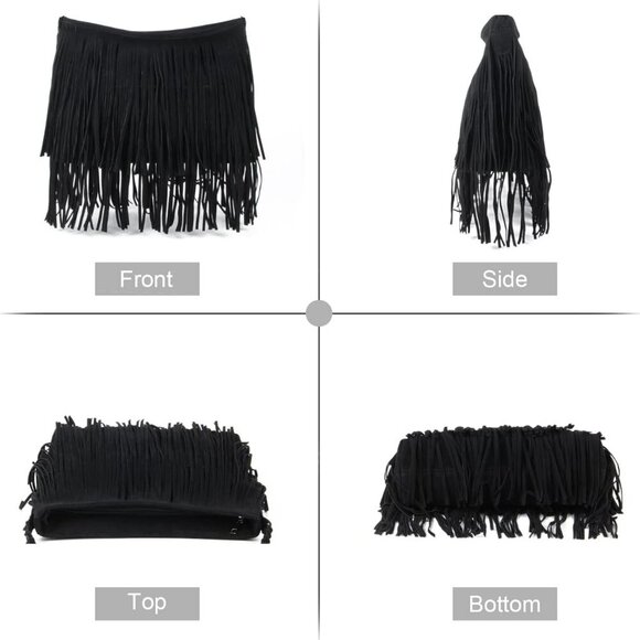 Faux Suede Fringe Crossbody Bag Women Hippie Shoulder Messenger Sling - Picture 5 of 8
